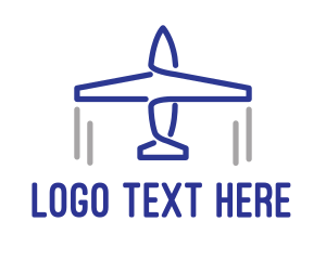 Airplane - Blue Airplane Lines logo design