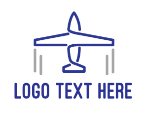 Aeroplane - Blue Airplane Lines logo design