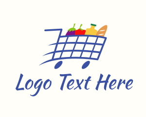 Grocery - Fast Grocery Pushcart logo design