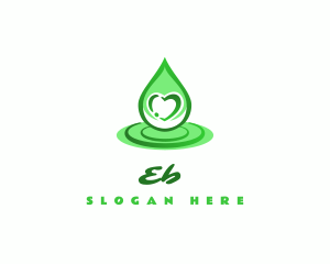 Oil - Green Heart Droplet logo design