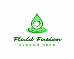 Green Heart Droplet logo design