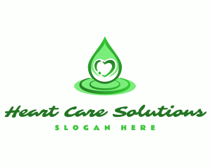 Green Heart Droplet logo design