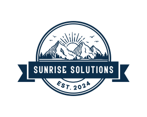 Nature Mountain Sunrise logo design