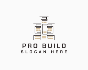 Building Architecture Blueprint logo design