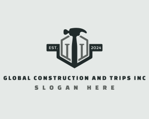 Construction Hammer Nail logo design