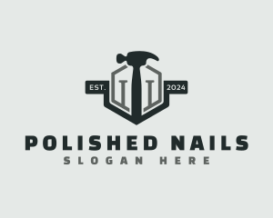 Construction Hammer Nail logo design