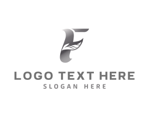 Metallic Leaf Tech Letter F logo design