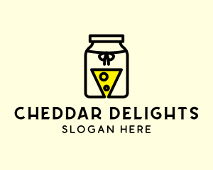 Cheddar - Fermented Cheese Slice Jam Jar logo design