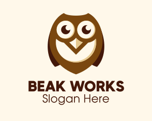 Cute Brown Owl logo design