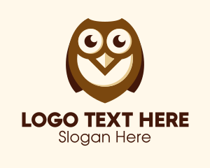 Cartoon Character - Cute Brown Owl logo design