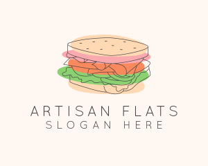 Flatbread - Fun Sandwich Bar logo design