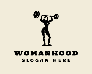 Muscular - Woman Bodybuilder Barbell logo design