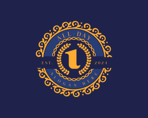 Emblem - Greek Iota Wreath logo design