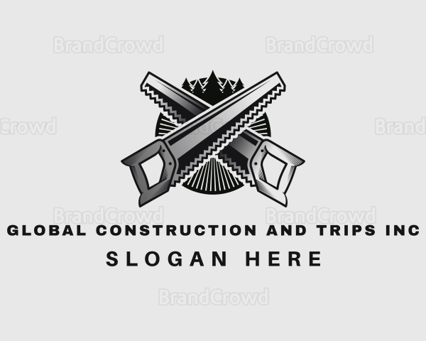 Saw Builder Woodworker Logo
