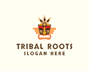 Winged Tribal Tiki logo design