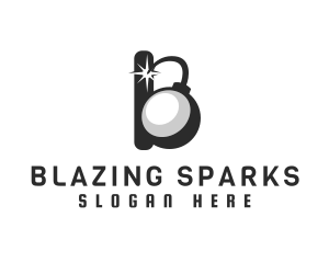 Bomb Spark Letter B logo design