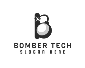 Bomber - Bomb Spark Letter B logo design
