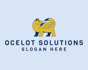 Ocelot - Cat Wings Griffin logo design