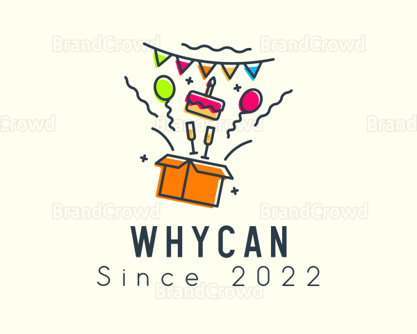 Birthday Gift Box Celebration Logo