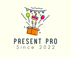 Gift - Birthday Gift Box Celebration logo design