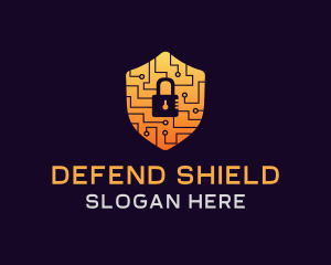 Defend - Circuit Padlock Shield logo design