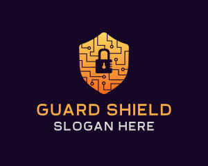 Defend - Circuit Padlock Shield logo design