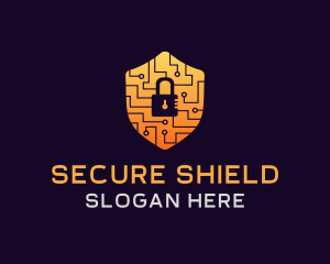 Guard - Circuit Padlock Shield logo design