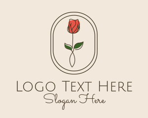 Botanical Product - Minimalist Rosebud Flower logo design