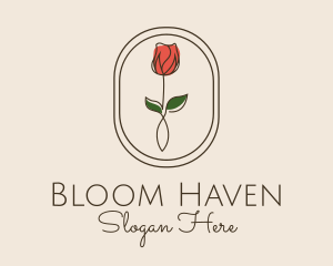 Minimalist Rosebud Flower logo design