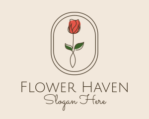 Minimalist Rosebud Flower logo design