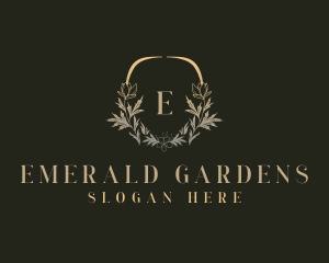 Flower Wreath Wedding logo design