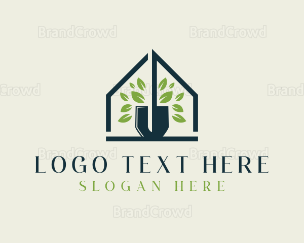 House Leaf Shovel Gardening Logo