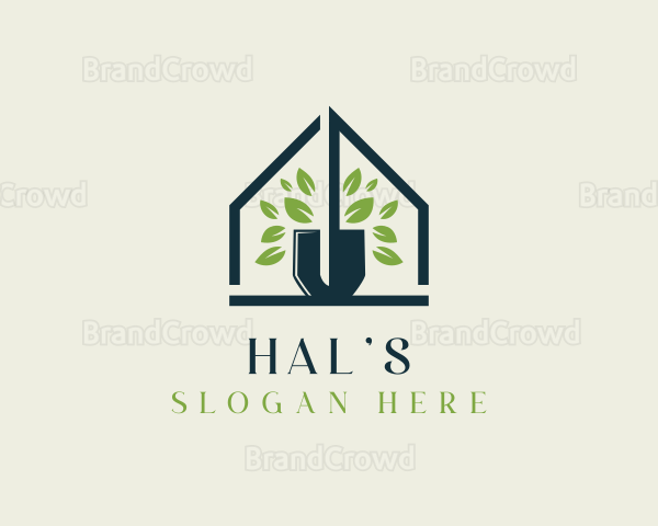 House Leaf Shovel Gardening Logo