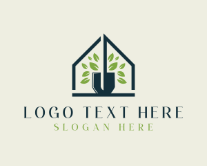House - House Leaf Shovel Gardening logo design