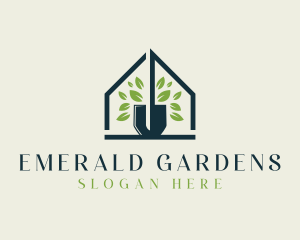 House Leaf Shovel Gardening logo design