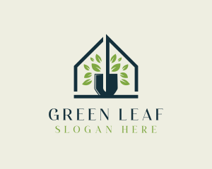 House Leaf Shovel Gardening logo design