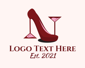 Night Club - Classy Wine Stiletto logo design