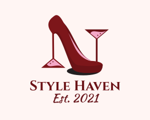 Bartending - Classy Wine Stiletto logo design