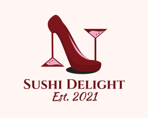 Classy Wine Stiletto logo design