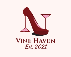 Classy Wine Stiletto logo design