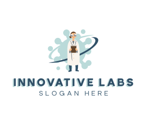 Research Molecule Scientist logo design