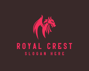 Heraldic - Mythical Dragon Monster logo design