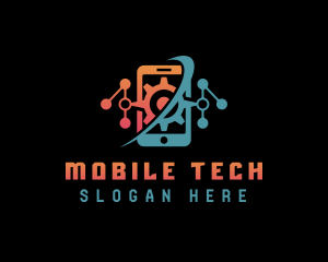 Mobile Phone Cyberspace logo design