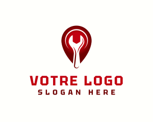 Red - Location Pin Wrench logo design