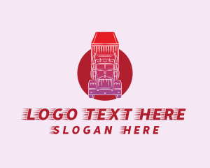 Automotive - Red Cargo Truck Delivery logo design