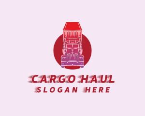 Red Cargo Truck Delivery logo design