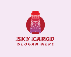 Red Cargo Truck Delivery logo design