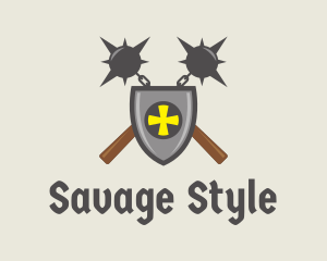 Medieval Shield Flail  logo design