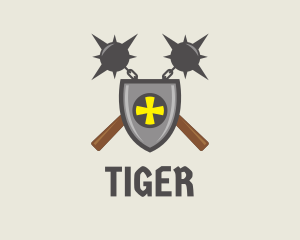Gaming - Medieval Shield Flail logo design