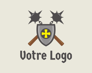 Ancient - Medieval Shield Flail logo design